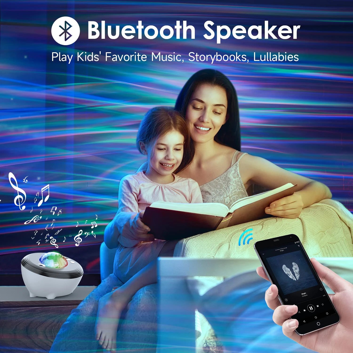  LED Aurora Projector Bluetooth Speaker Night Light 